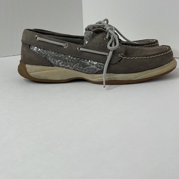 Womens Sperry Topsiders - size 9 - gray with sequins - Picture 2 of 7
